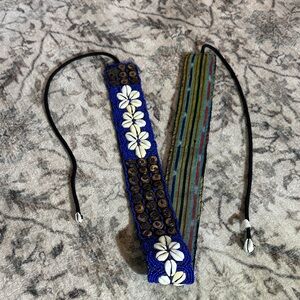 Blue and White Beaded Headband